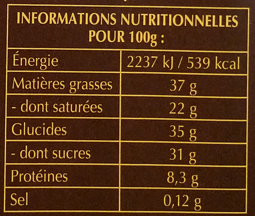  - Tableau nutritionnel - fr