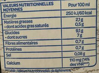 Lait d'amande chocolat - Tableau nutritionnel - fr