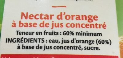 Nectar orange - Ingrédients - fr