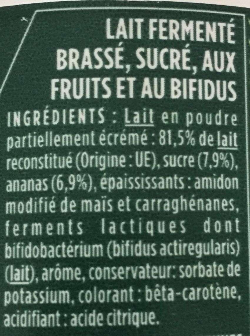 Activia - Lait fermenté brassé, sucré, aux fruits et au bifidus - Ingrédients - fr